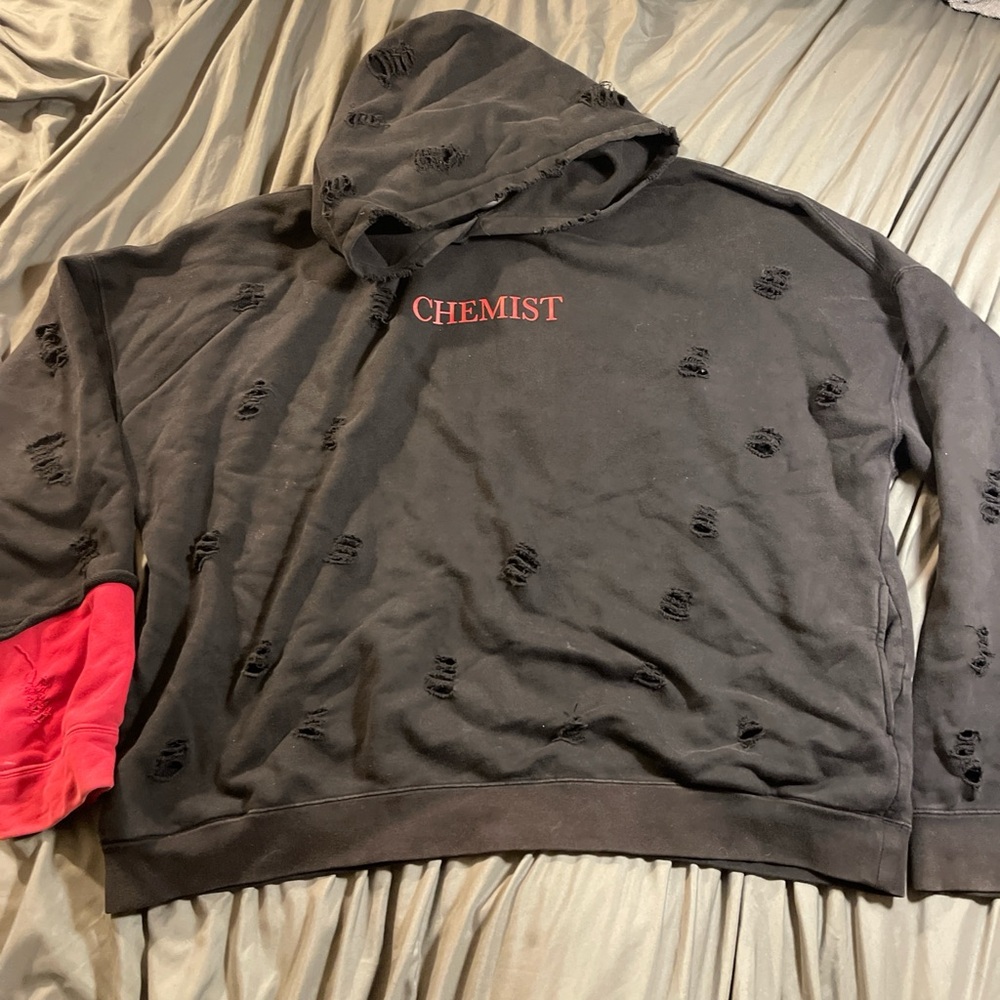 C2H4 Chemist black distressed hoodie Size XL